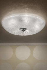 Plafonnier circulaire en verre moulé grenaillé - Plafonnier by Masiero