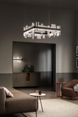 Ribbon suspension carrée avec plaques de verre 80cm - Suspension by Masiero