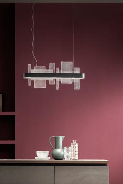Ribbon suspension longue noire et verre transparent 70cm - Suspension by Masiero