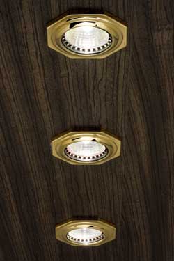 Hexagonal gold-plated recessed spotlight