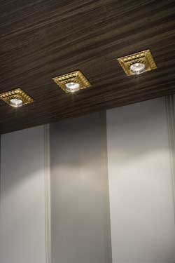 Square gold-plated recessed spotlight
