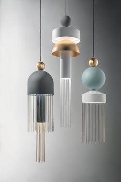 Suspension contemporaine grise, blanche et dorée Nappe XL1