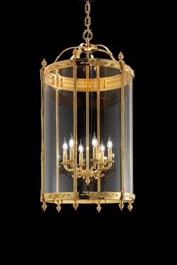 Suspension lanterne traditionnelle dorée 6 lumières - Suspension by Masiero