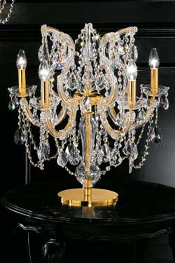 Crystal and gold-plated-metal 5-light candelabra table lamp  - Table lamps by Masiero