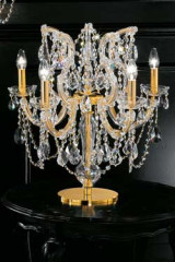 Crystal and gold-plated-metal 5-light candelabra table lamp  - Table lamps by Masiero