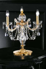 Crystal and gold-plated-metal 3-light candelabra table lamp  - Table lamps by Masiero