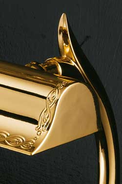 Gold-plated bedside lamp with engraved pattern