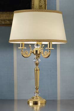 Gold-plated metal table lamp with crystal details  - Table lamps by Masiero