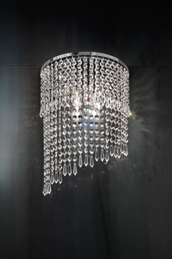 Chrome and crystal 2 lights long wall lamp - Wall lights by Masiero