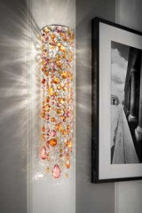 Cylindrical wall light in pink and orange crystal  - Wall lights by Masiero