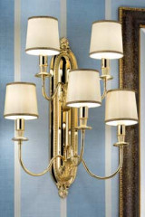 5-light wall light in gold-plated bronze with beige silk shades - Wall lights by Masiero