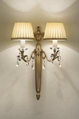 Matt old-gold and crystal wall light with cream shades - Wall lights by Masiero