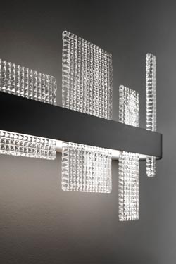 Ribbon sconce black and clear glass 37cm