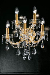 Single-scrolled 5-light crystal and gold-plated-metal wall light  - Wall lights by Masiero