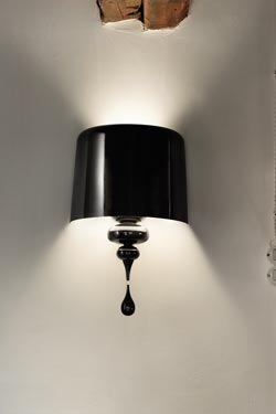 Very large Eva wall lamp in black lacquered resin and polyurethane