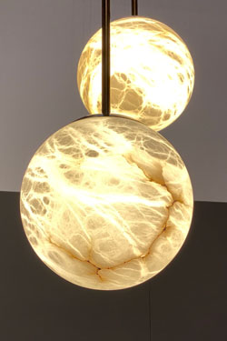 Alabaster Moon suspension ronde en albâtre