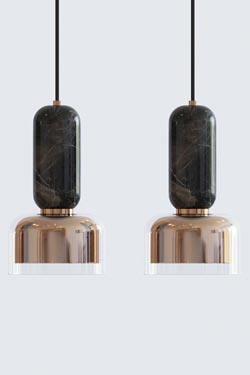 Andromède suspension en marbre noir et laiton satiné