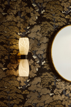 Applique d'albâtre noire et or 2 lumières Demetra