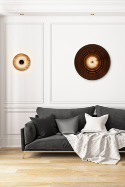 Applique disque bronze et albâtre Gong