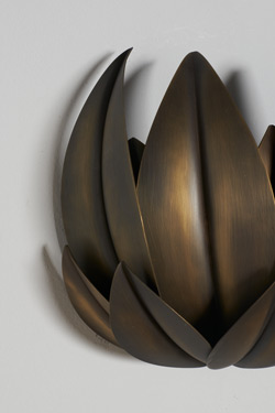 Applique fleur de lotus métal bronze Leaves