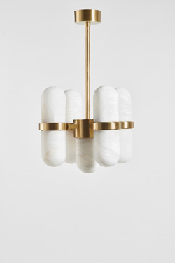 9-light alabaster chandelier from the 70s Pills - Chandeliers by Matlight