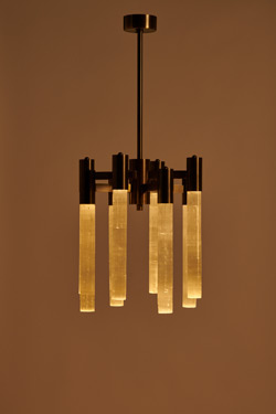 Selene bronze and selenite design chandelier
