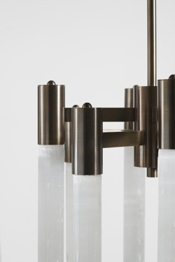Selene bronze and selenite design chandelier