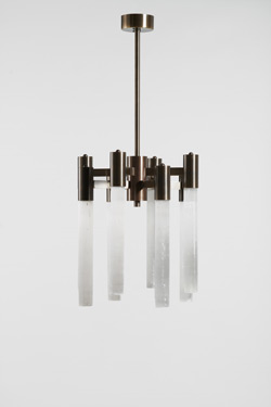 Selene bronze and selenite design chandelier - Chandeliers by Matlight