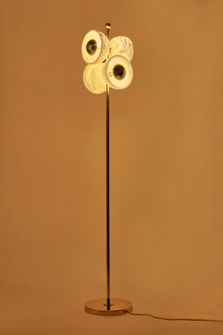 Butterfly double floor lamp in brass and alabaster