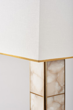 Grande lampe de table Art Déco en albâtre et laiton Mole