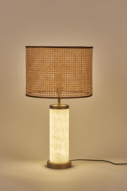 Lampe de table en albâtre et cannage de paille Hortensia - Lampe de table by Matlight