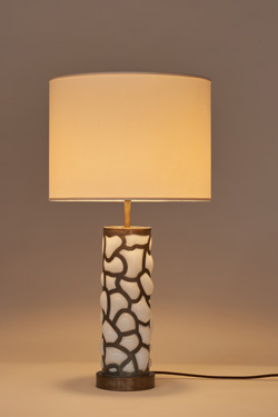 Lampe de table en verre soufflé blanc et bronze Blown Clouds