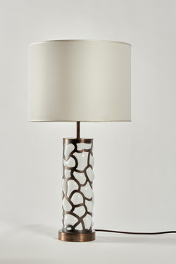 Lampe de table en verre soufflé blanc et bronze Blown Clouds - Lampe de table by Matlight