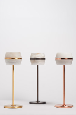 Lampe sans fil bronze et albâtre blanc Tommy