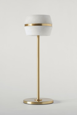 Lampe sans fil en laiton satiné et albâtre Tommy - Lampe sans fil by Matlight