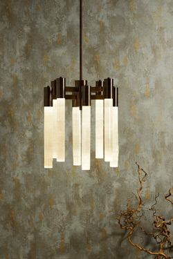 Lustre design en bronze et sélénite Selene