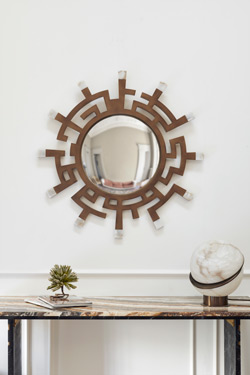 Miroir convexe bronze et albâtre Circe