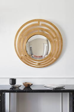Miroir convexe et finition feuille d'or Nemesi