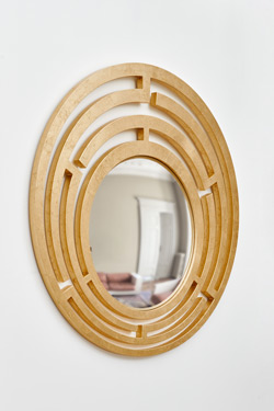 Nemesi convex mirror with gold leaf finish