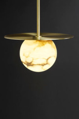 Moons round pendant in alabaster and satin brass - Pendants by Matlight