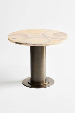 Table basse ronde en onyx et bronze patiné Drum - Table d'appoint by Matlight