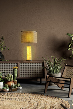 Table lamp in alabaster and wickerwork Hortensia