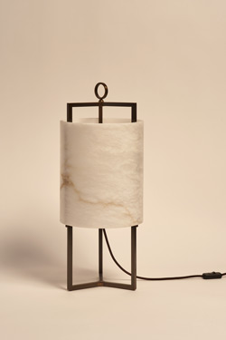 Lantern table lamp in alabaster and bronze Lantern