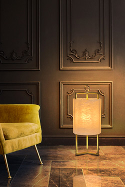 Lantern table lamp in alabaster and gilded metal Lantern