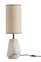 Monolite table lamp in raw alabaster block and linen - Table lamps by Matlight