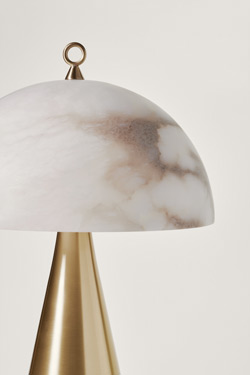 Mushroom table lamp in alabaster and satin-finish brass Funghetto
