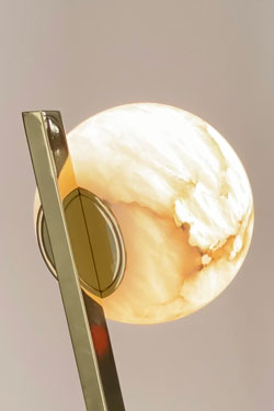 Offset table lamp alabaster ball