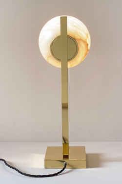 Offset table lamp alabaster ball