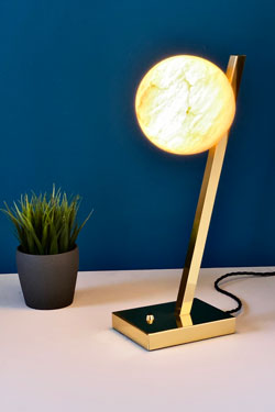 Offset table lamp alabaster ball
