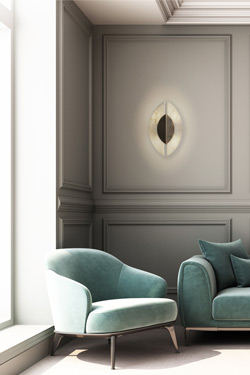 Alabaster and bronze wall lamp Shields